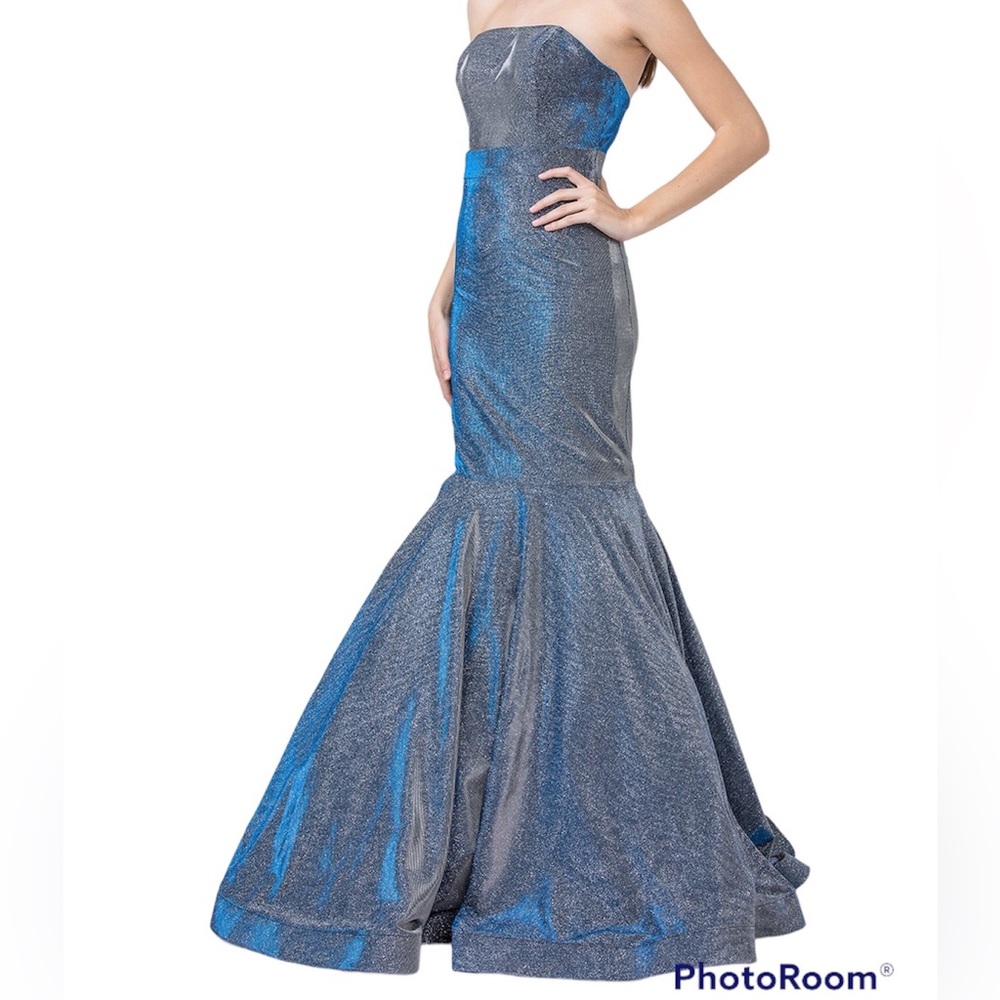Barbie Long Mermaid Strapless Royal Blue Formal Prom Dress Size M